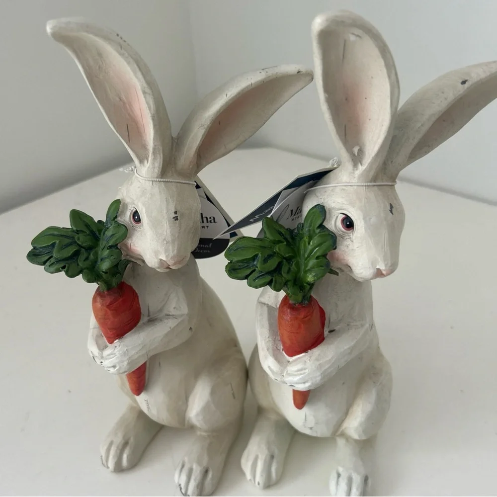 White Bunny Figurines with Carrots by Martha Stewart Set of 2 - Picture 9 of 9